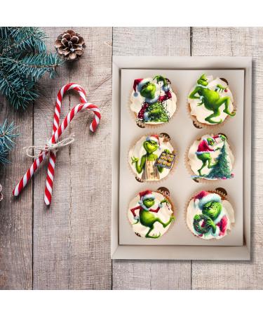 PRECUT Grinch Cupcake Toppers #1 Edible Christmas Cake Decorations Grinch Christmas Decorations Christmas Grinch Cake Topper (12) - Buy Online on GoSupps.com