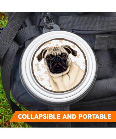 PUG Portable Foldable Pet Bowl with Carabiner - Lightweight & Unique Travel Drinking Bowl for Dogs & Cats - Buy Online on GoSupps.com
