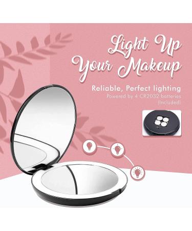 Mirrorvana Compact Lighted Travel Mirror 7X Magnified 5 Wide - Friendship Gift from Best Friend in Black - Buy Online on GoSupps.com