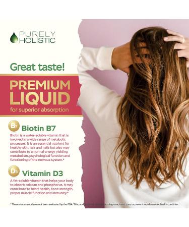 Purely Holistic Biotin Liquid Drops 10,000mcg - 4oz Bottle (120 Servings) with Vitamin D3 for Strong Nails, Radiant Skin & Hair Growth | 4 Month Supply - Buy Online on GoSupps.com