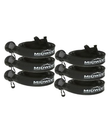 Midwest Outfitters Rod Socks Fishing Rod Sleeve Cover -6Pack- Rod Sock Fishing Pole Covers for Spinning Baitcaster Fishing Pole Sizes - Rod Cover Comes in Multiple Sizes and Colors Black Baitcast 6'6