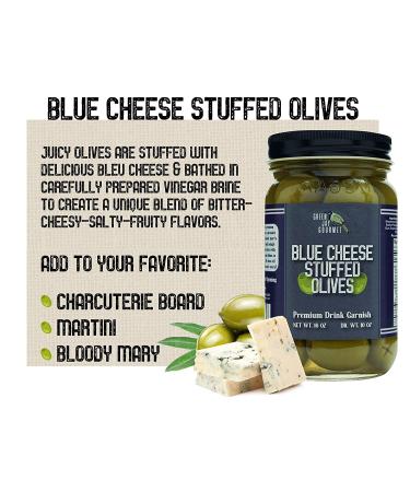 Green Jay Gourmet Blue Cheese Stuffed Olives - 16oz Large Jar | Perfect Cocktail Garnish & Cheese Board Addition | All Natural & Delicious Dirty Martini Olives - Buy Online on GoSupps.com