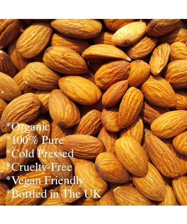 Feelia Organic Sweet Almond Oil - 100% Pure Cold Pressed Rich in Vitamins A & E Zinc Omega 3 - Fast Absorption for Healthy Skin - Buy Online on GoSupps.com