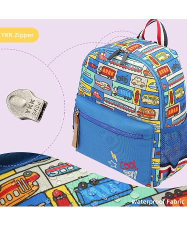 Willikiva Cartoon Bus Kindergarten Backpack with Leash | Waterproof Preschool Toddler Backpack for Boys and Girls (Car) - Buy Online on GoSupps.com