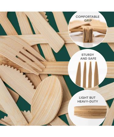 400 Bamboo Carbonized Forks - Biodegradable & Sanitized Disposable Cutlery - Buy Online on GoSupps.com