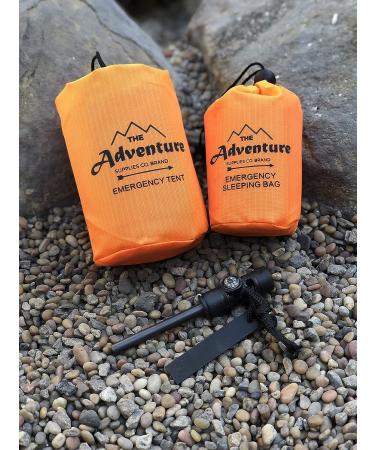 Emergency Sleeping Bag & Tent Shelter Combo Kit | Survival Tent with Bivy Sack & Sleeping Bag | Includes Fire Starter & Whistle | Mylar Thermal | Adventure Supply Co - Buy Online on GoSupps.com
