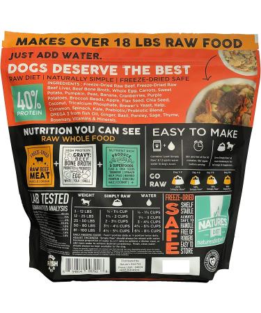 Nature's Diet Simply Raw Freeze-Dried Whole Food Meal - 18 Lbs of Fresh Raw Food with Muscle, Organ, Bone Broth, Superfoods, and Omega 3-6-9 - Buy Online on GoSupps.com