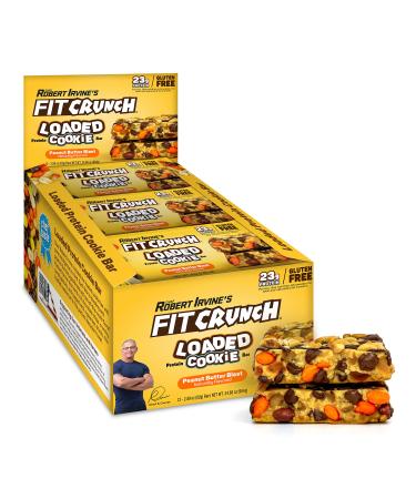 FITCRUNCH Loaded Cookie Protein Bar, High Protein, Gluten Free, Protein Snack (Peanut Butter Blast, 12 Count) Peanut Butter Blast 12 Count (Pack of 1)