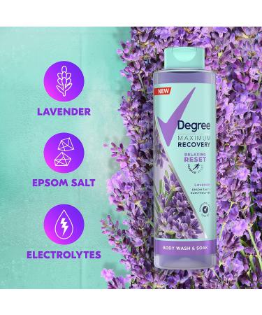 Degree Maximum Recovery Body Wash and Soak - Lavender Extract + Epsom Salt - 22 Fl Oz (Pack of 4) - Buy Online on GoSupps.com