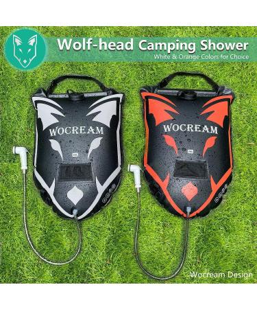 Wocream Wolf-Head Camping Shower Bag 6.6 Gallons/25L - Portable Solar Heating PVC Shower for Camping | Large Water Flow Handheld Shower Head - Orange Red - Buy Online on GoSupps.com