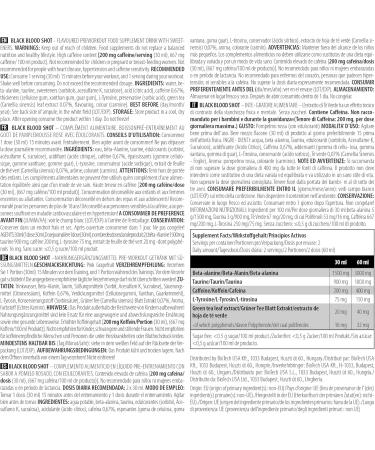 Biotechusa Black Blood Shot - Sugar-Free Pre-Workout | 400mg Caffeine | 5 Active Ingredients | Ready-to-Drink Ampoules | 20x60ml | Rosa Grapefruit - Buy Online on GoSupps.com