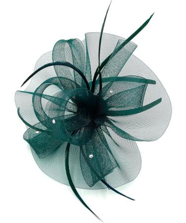 Ladies Large Feather Aliceband / Clip Fascinator Weddings Races Royal Ascot Hair Piece Womens Hat (Green) - Buy Online on GoSupps.com