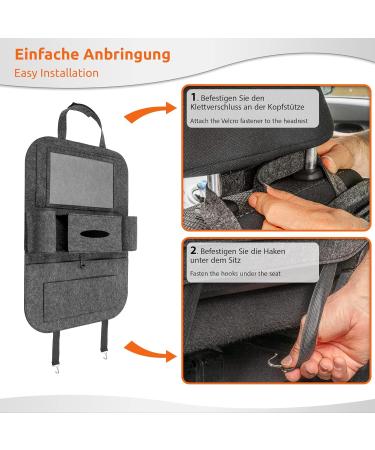 ECENCE 2x Car Seat Organizer | Felt Material | Back Seat Storage for Kids | 60cm/23.6in | Tablet Holder | Model 2.0 - Buy Online on GoSupps.com