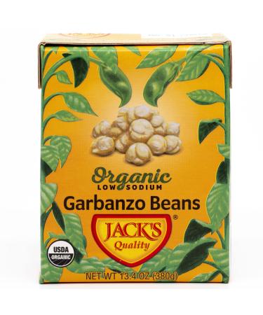 Jack's | Organic Garbanzo Beans 13.4 oz. | Packed with Protein and Fiber, Heart Healthy, Low Sodium & Non GMO | (8-PACK)