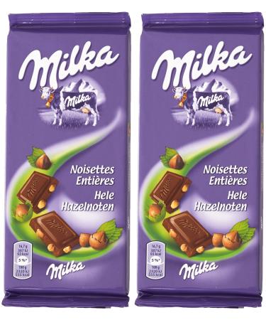 Milka Chocolate with Whole Hazelnuts 2 bars of 100 g