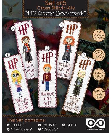 Personalized Kids' HP Quotes Embroidery Kit - Set of 5 DIY Bookmarks with Cross-Stitch Patterns - Buy Online on GoSupps.com