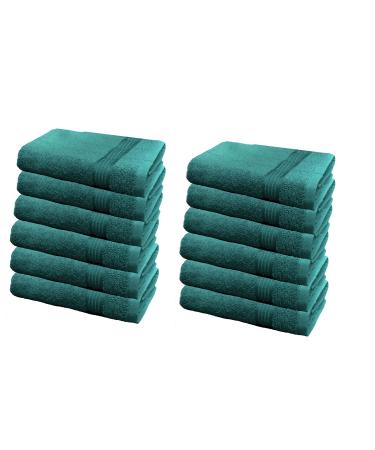 Solid Teal 12 Piece 100% Cotton Washcloth Towel