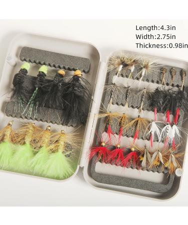 Premium Hand-Tied Fly Fishing Flies Kit in Waterproof Box - 32pcs Starter Set for Bass Trout Salmon - Dry Flies, Nymphs, Scud Streamers, Lures with Hooks - Buy Online on GoSupps.com