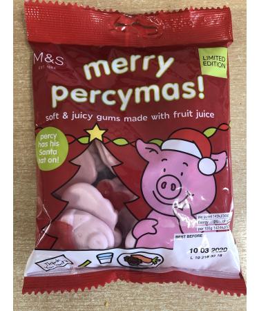 M&S PERCY PIGS MERRY PERCYMAS 170G MARKS & SPENCERS CHRISTMAS SOFT GUMS ENGLISH MADE