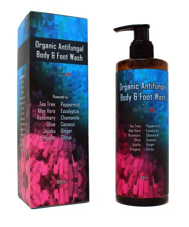 Organic Antifungal Body & Foot Wash | Tea Tree | Antibacterial | Relieve Acne Eczema Warts Athlete s Foot Ringworm Toenail Fungus Jock Itch | Natural Ingredients | Deluxe Size | 350ml