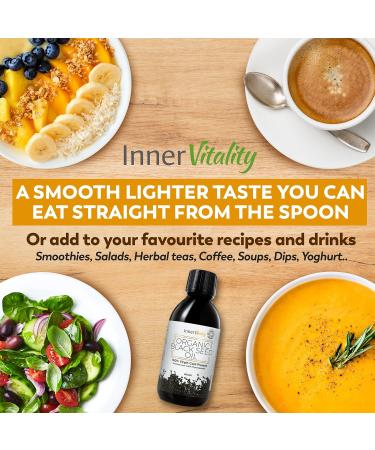 Organic Black Seed Oil Cold Pressed - 200ml High Strength 3X% - Certified Pure Virgin Oil - Omega 3 6 & 9 - Glass Bottle - by Inner Vitality - Buy Online on GoSupps.com