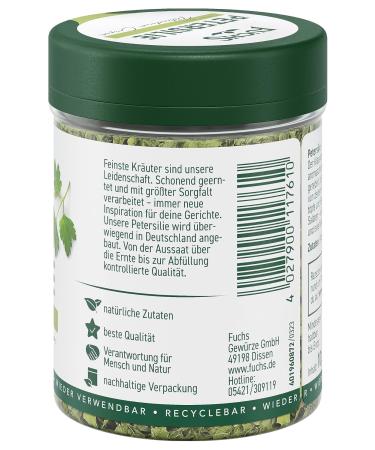 Fuchs Parsley Rubbed Spice - Herbal Grade for Egg Dishes Vegetables & Salads - Natural Ingredients - 10g Eco-Friendly Can - Buy Online on GoSupps.com