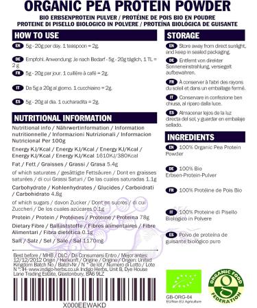 Indigo Herbs Organic Pea Protein Powder 1kg - Buy Online on GoSupps.com