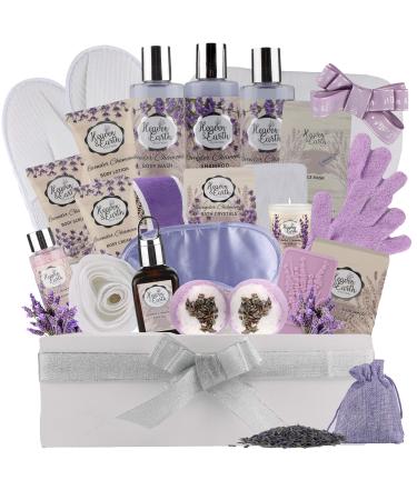 XL Spa Gift Basket for Women & Men. Complete Bath & Body Gift Set for Her & Him  Couple Basket! Exclusive Chamomile Lavender Spa Baskets Relaxation Gift Set! Pillow  Slippers etc in Wooden Bath Basket