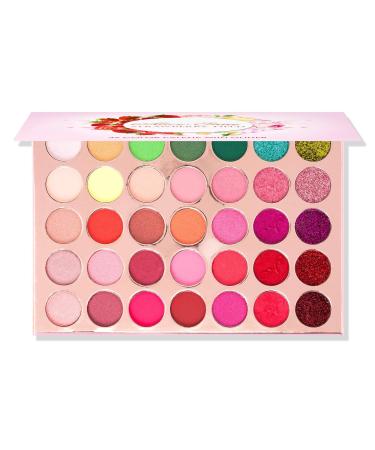35 Color High Pigment Eyeshadow Palette with Glitter and Cream Strawberry Field