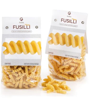 Gusta Rotini Fusilli Pasta - Premium Italian Pasta from Italy - Durum Wheat Semolina Organic "Al Dente" Pasta - Non-GMO & Gourmet Pasta - Family Owned Brand - 17.64oz / 500g (2 Pack) Fusilli 1.10 Pound (Pack of 2)