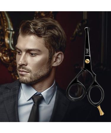 BRV MEN German Steel Titanium Plated Rounded-Tip Scissors - Professional Facial Hair Grooming Trimmer for Beard, Mustache, Nose, and Ear Hair - Black - Buy Online on GoSupps.com