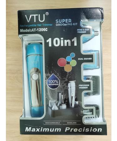 Hair Clippers Mens Professional Cordless Hair Clipper 10-in-1 Electric Hair Trimmer Beard Trimmer and Body Groomer with 7 Attachments/Charging Socket/Waterproof (Blue) - Buy Online on GoSupps.com