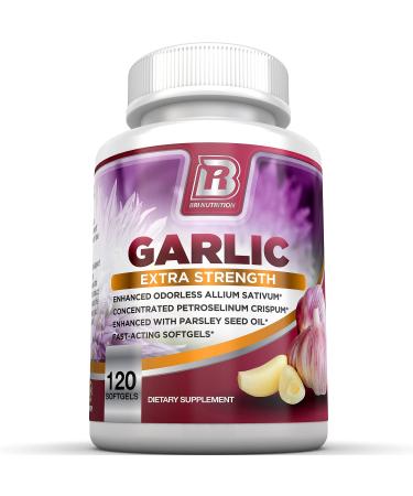 BRI Nutrition Odorless Garlic - 120 Softgels - 1000mg Pure and Potent Garlic Allium Sativum Supplement (Maximum Strength) - 60 Day Supply 120 Count (Pack of 1)