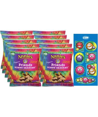 Annie's Homegrown Organic Bunny Grahams (Pack of 10) with By The Cup Stickers Chocolate Chocolate Chip & Honey 11 Piece Set