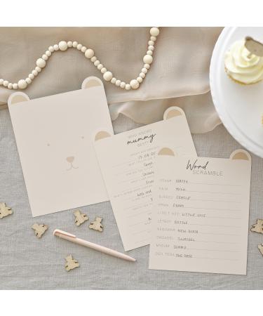 Ginger Ray Baby Shower Quiz Word Puzzle and Who Knows Mom Best with 10 cards each White Games