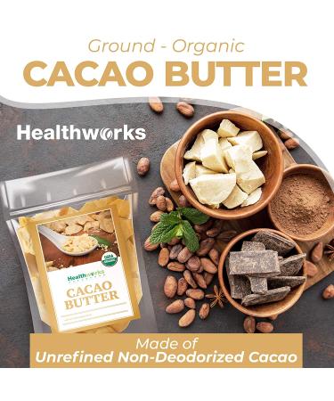 Healthworks Organic Cacao Butter 16oz - Unrefined, Non-Deodorized from Peru | Keto, Vegan, Non-GMO | Antioxidant Superfood - Buy Online on GoSupps.com