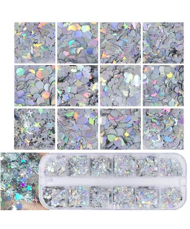 Holographic Nail Sequins Shapes Set - Butterfly, Hearts, Stars | Iridescent Glitter Flakes for Nail Art, Crafts, Makeup - 4 Boxes (Style A) - Buy Online on GoSupps.com
