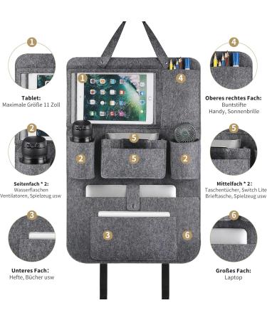 Lucmo Car Backrest Protection & Seat Organizer | Waterproof Multi-Functional Storage Bag with Tablet Holder & Multiple Pockets - Ideal for International Shipping - Buy Online on GoSupps.com