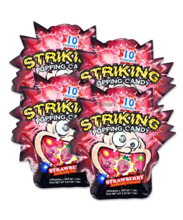 Striking Popping Candy Strip Strawberry Flavour 15g (Pack of 4)