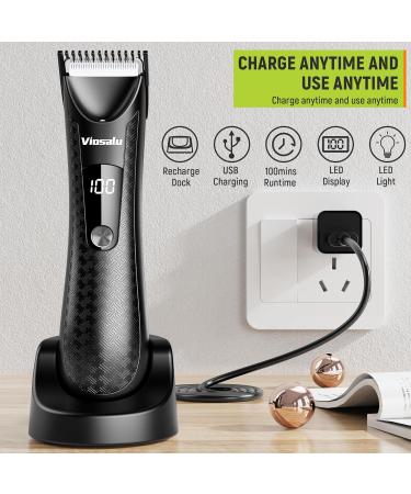 Men's Body Hair Trimmer - Electric Waterproof Groin Trimmer with LED Light & Replaceable Ceramic Blades - USB Rechargeable Male Grooming Razor - Buy Online on GoSupps.com