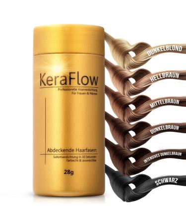 KeraFlow PREMIUM Hair Thickening Powder - Full Hair in 30 Seconds - Hair Fibers to Conceal Thinning Hair and Bald Spots - 28g (BLACK)