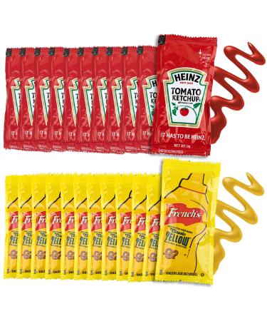 Grab-n-Go Condiment Packs - 50 Single Serve Pouches of Each: Ketchup and Mustard- Great for Picnics, Boxed Lunch, BBQ, Travel, Picnic and Parties (100 Condiment Packets Total)