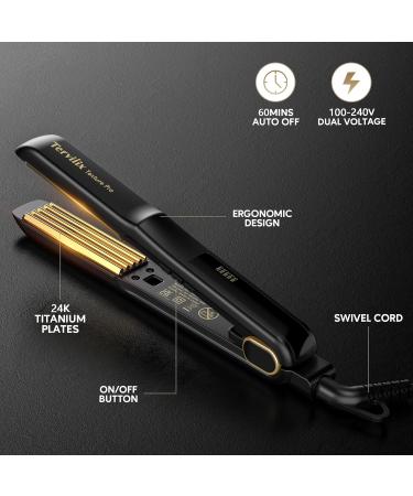 Terviiix Professional 24K Titanium Hair Crimper for Texture & Volume - 1 Inch, Dual Voltage, Auto Off - Buy Online on GoSupps.com