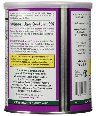 Meyenberg Goat Milk Powder (12 oz, Pack of 2) - Pure & Natural Dairy Alternative - Buy Online on GoSupps.com