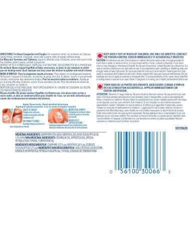 Vicks VapoRub Nasal Decongestant Cough Suppressant Relief from Cold Aches & Pains Chest Rub Ointment Original scent 50 g/57 mL 57 mL Original - Buy Online on GoSupps.com