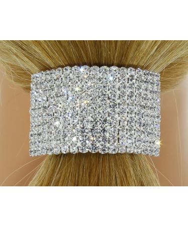 Crystal Avenue Rhinestone Ponytail Holder | Stretchy Elastic Hair Tie in Silvertone with Sparkling Crystals Gold - Buy Online on GoSupps.com