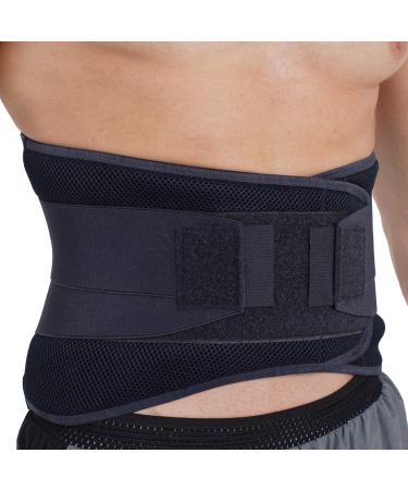 NeoTech Care Adjustable Compression Wide Back Brace Lumbar Support Belt (Charcoal, Size L) L Charcoal