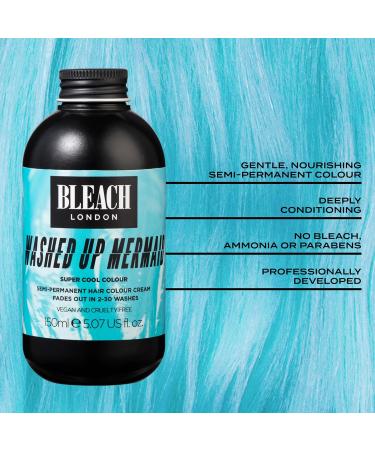 Washed Up Mermaid Bright Turquoise Hair Dye by Bleach London - 150ml Vegan & PETA-Approved Dye - Buy Online on GoSupps.com