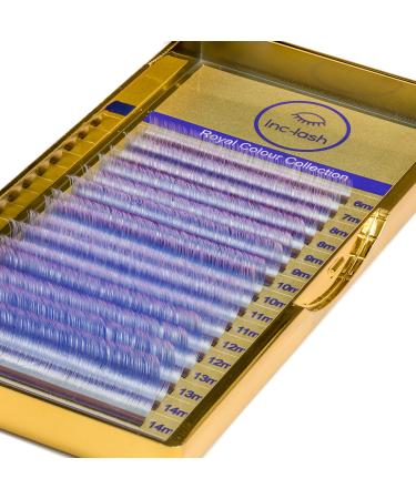 Inc-Lash Ombre Lashes |Made for mega volume eyelash extensions |0.07mm strength |9 colors to choose from (curl C light blue/purple) curl c light blue/purple