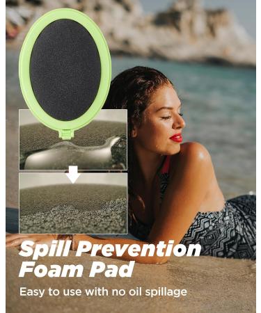 Body Oil Applicator - 2nd Gen Foldable Long Curved Handle Replaceable Brush Head Non-Toxic Foam Pad for Tanning & Body Oils - Includes 2 Pads - Buy Online on GoSupps.com